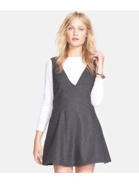Free People Gray Wool Blend Pinafore Dress